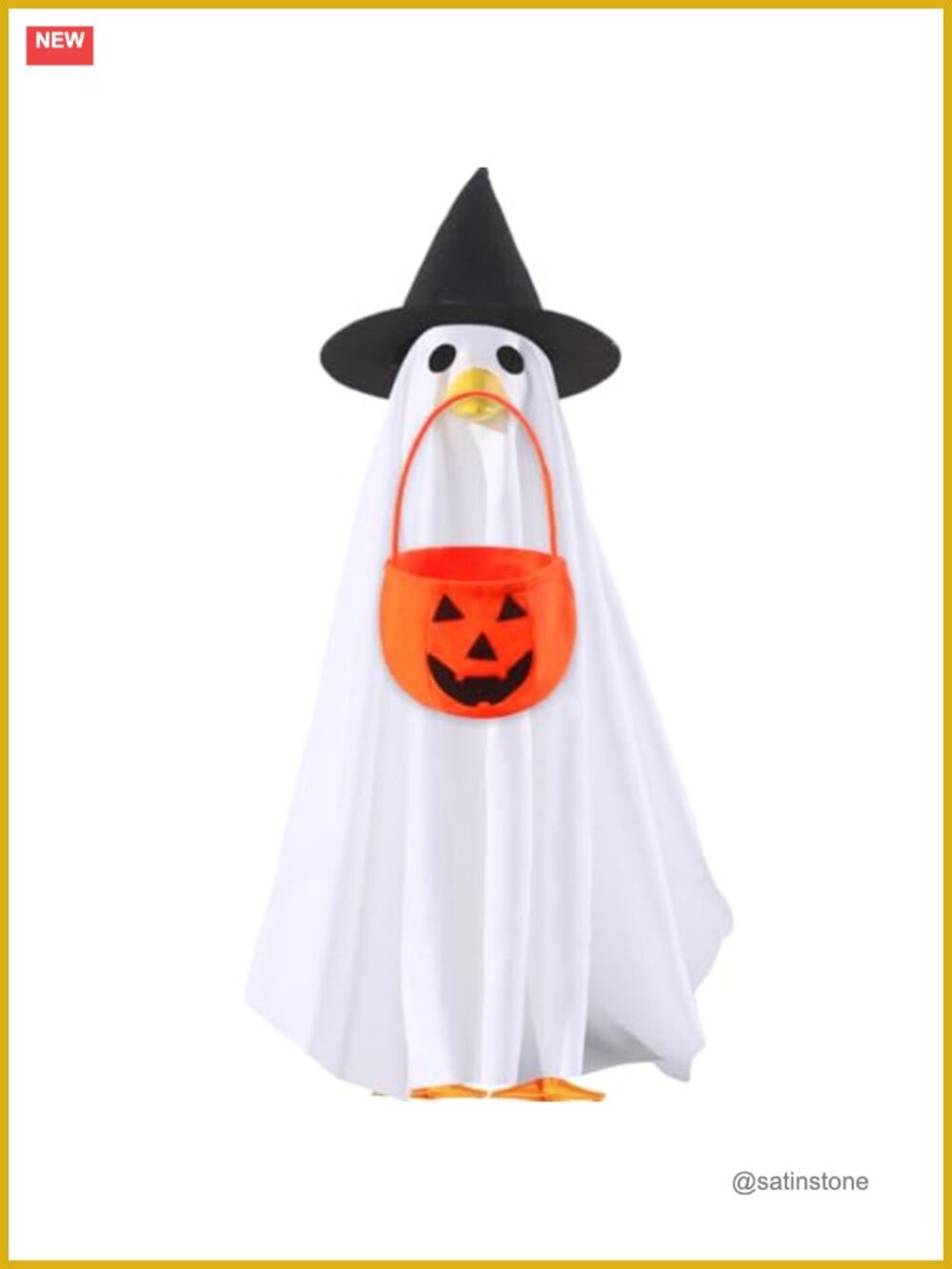 Halloween Goose Outfit Ghost Cape with Witch Hat Porch Decor